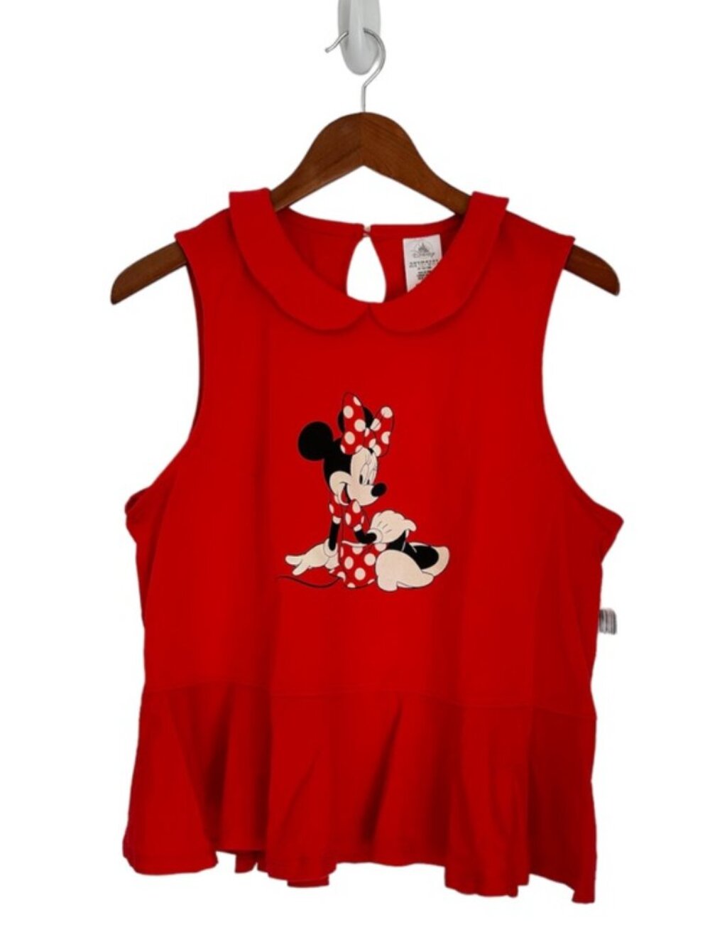 Minnie Mouse Red Peplum Collared Top NEW